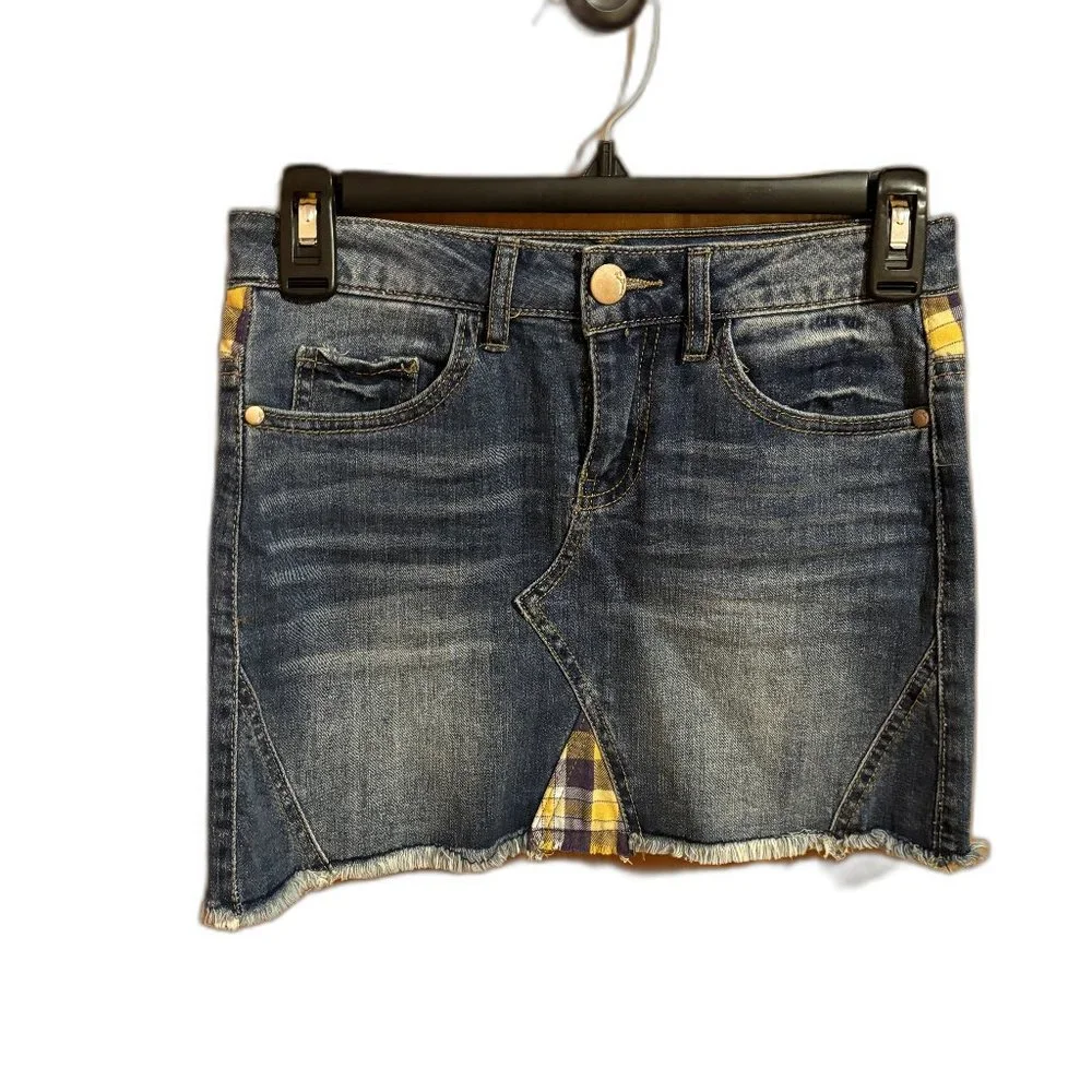 Dollhouse Denim Mini Skirt Blue Yellow Size‎ 0 W24